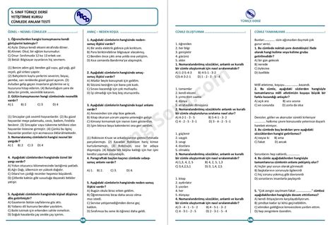 5 sınıf türkçe testleri ve cevapları pdf